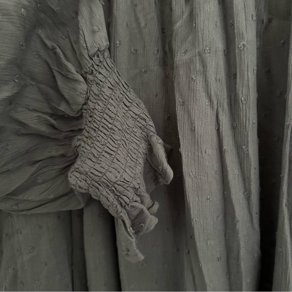 Baltic Born Lainey Smocked Dotted Midi Dress - Dusty Blue - Picture 9 of 10